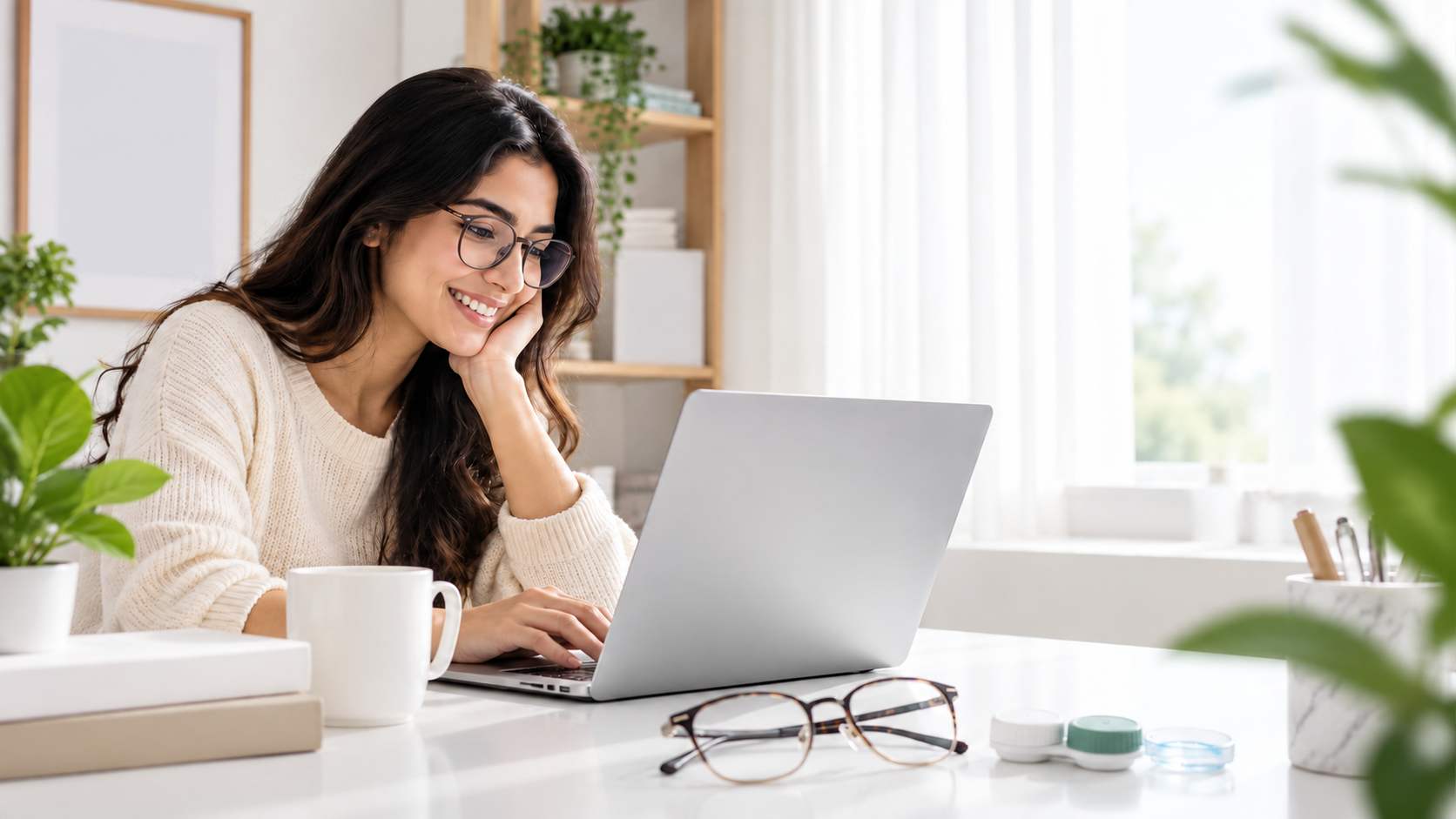 Customer exploring eyewear online